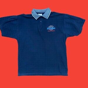 New Orleans Bourbon St. Vintage Planet Hollywood Logo Polo Shirt Navy Blue Large